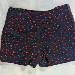 1901 Cherry Print Shorts 12 Gardencore Novelty Fruit Preppy Boho Whimsical